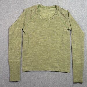 Lululemon Athletica Olive Striped Long Sleeve Top